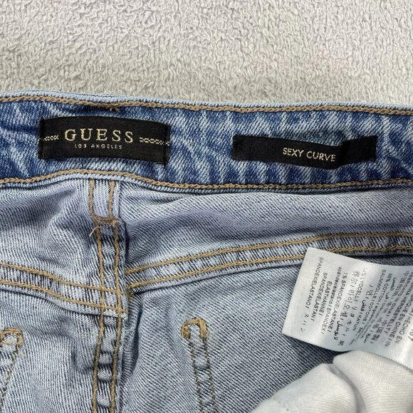 Guess Women's Blue Sexy Curve Low-Rise Stretch Ripped Jeans - Picture 3 of 10